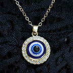 Greek Turkish Blue Evil Eye Pendant Necklace Matiasma Mataki silver