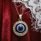 Greek Turkish Blue Evil Eye Pendant Necklace Matiasma Mataki gold