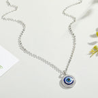 Greek Turkish Blue Evil Eye Pendant Necklace Matiasma Mataki silver
