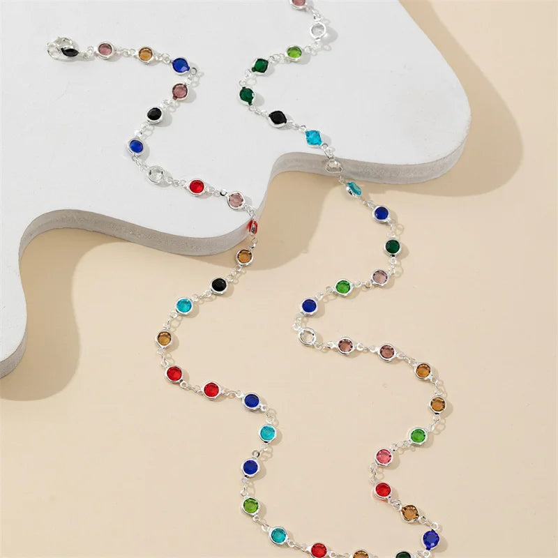 Multicolor Bohemian-Style Pendant Necklace silver
