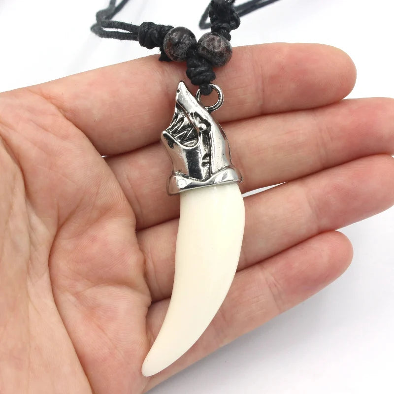 Silver Shark Tooth Pendant Necklace