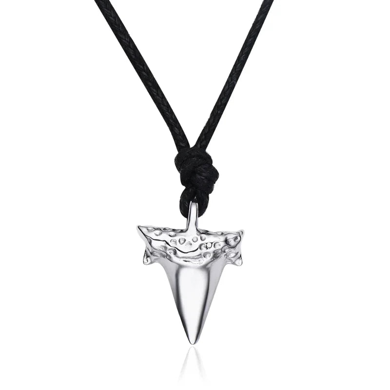 Men's Shark Tooth Pendant Necklace silver
