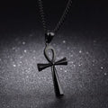 Egyptian Ankh Cross Pendant Necklace for Men and Women black