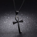 Egyptian Ankh Cross Pendant Necklace for Men and Women black