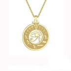 Egyptian Horus Eye Pendant Necklace for Men and Women in Gold