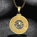 Egyptian Horus Eye Pendant Necklace for Men and Women in Gold