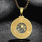 Egyptian Horus Eye Pendant Necklace for Men and Women in Gold