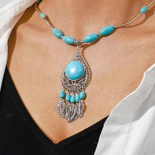 Ethnic Turquoise Pendant Necklace