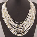 White Multi-Strand African Ethnic Pendant Necklace