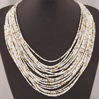 White Multi-Strand African Ethnic Pendant Necklace
