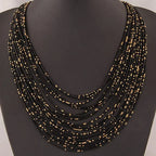 Black Multi-Strand African Ethnic Pendant Necklace