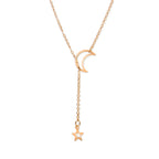 Star and Moon Pendant Necklace in Gold