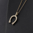 Gold Lucky Horseshoe Pendant Necklace