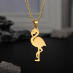 Majestic Pink Flamingo Necklace Gold
