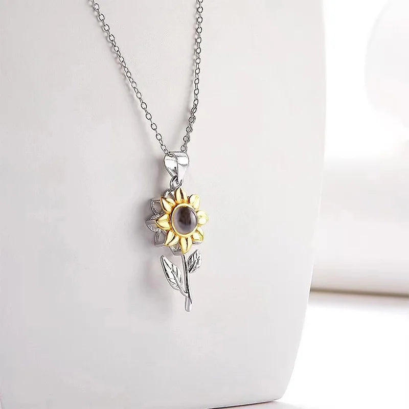 Sunflower Flower Pendant Necklace