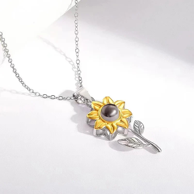 Sunflower Flower Pendant Necklace