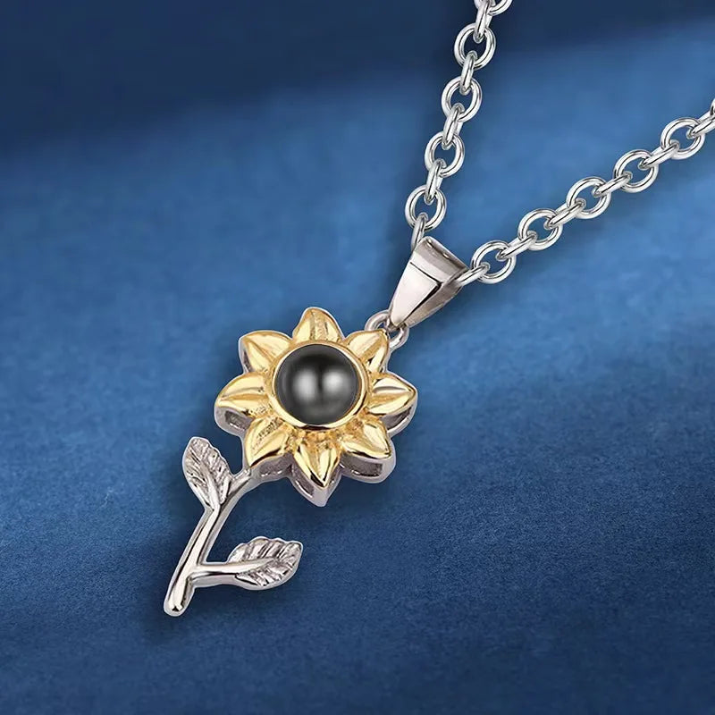 Sunflower Flower Pendant Necklace