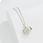 Anti-Stress Rotating Zircon Flower Pendant Necklace silver