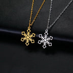 Gold Winter Snowflake Pendant Necklace