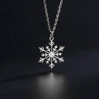 Snowflake Winter Pendant Necklace Silver