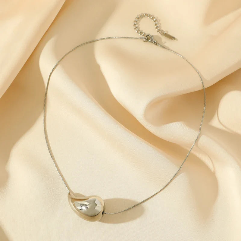 Water Drop Pendant Necklace silver style 2