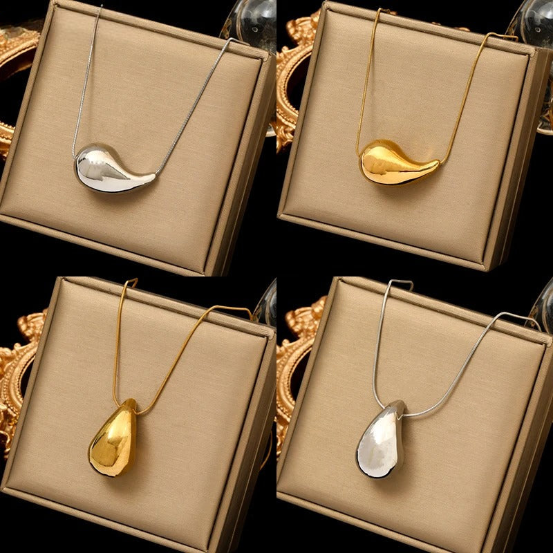 Water Drop Pendant Necklace gold silver