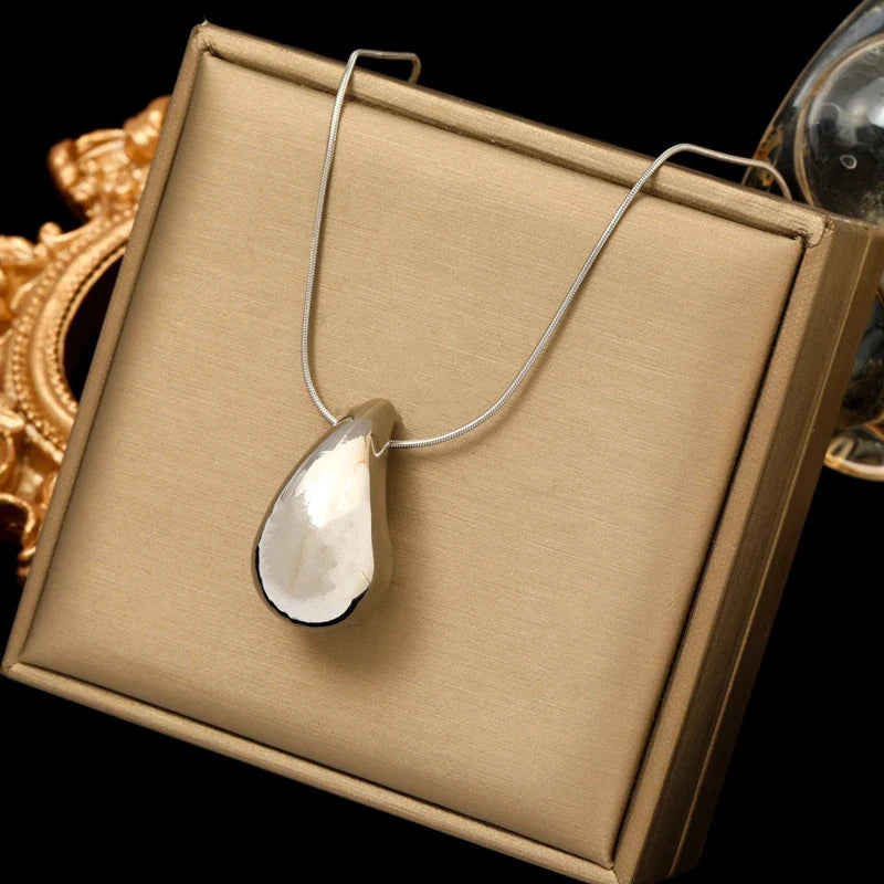 Water Drop Pendant Necklace silver style 1