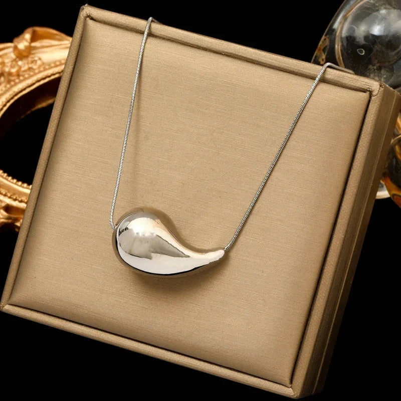 Water Drop Pendant Necklace silver style 2
