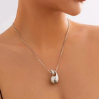 Asymmetrical Water Drop Pendant Necklace in Silver