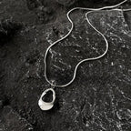 Hollow Water Drop Pendant Necklace Silver