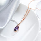 Water Drop Pendant Necklace with Zircon Pearl
