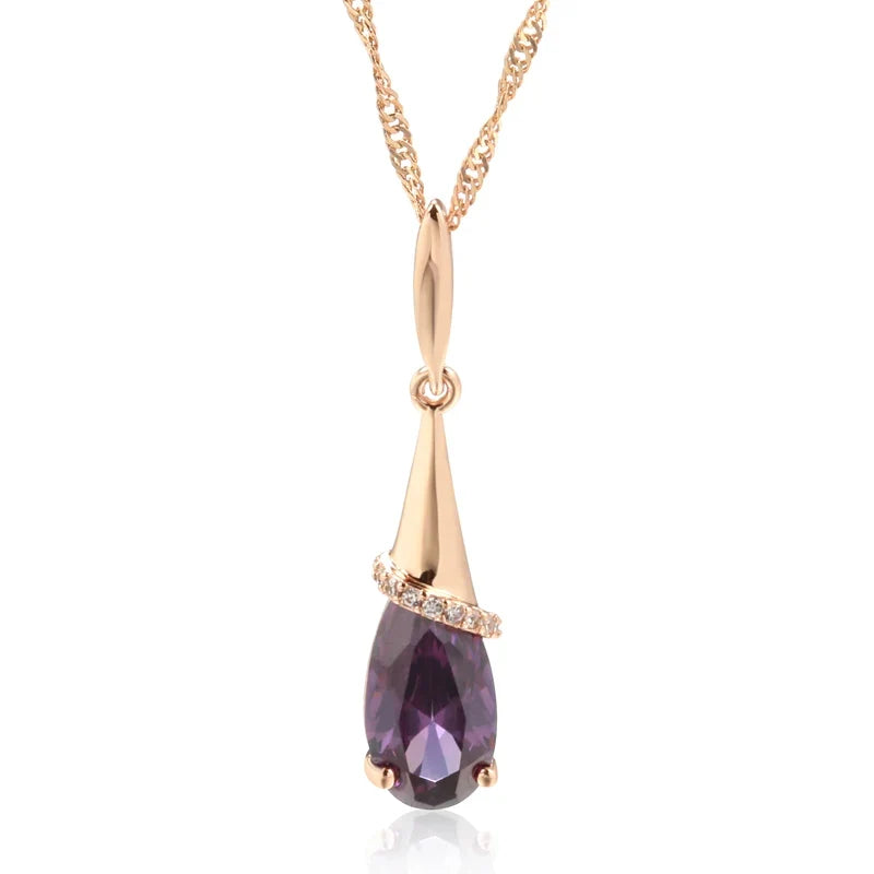 Water Drop Pendant Necklace with Zircon Pearl