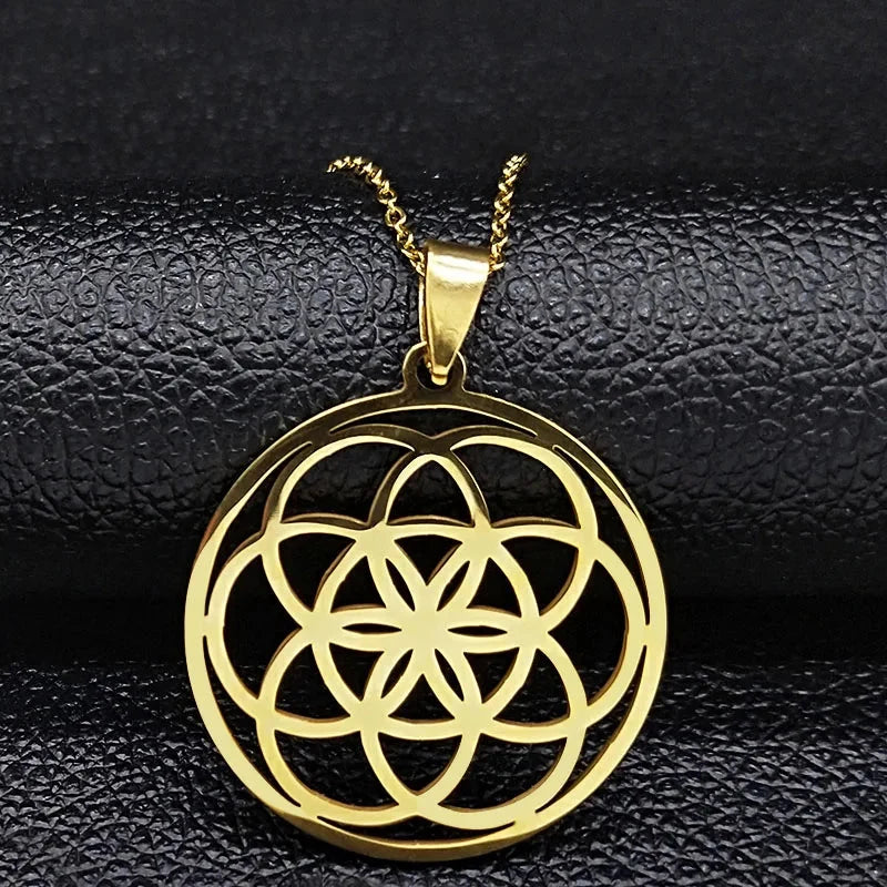 Sacred Seed Pendant Necklace for Men and Women in gold