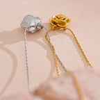 Silver Large Rose Flower Pendant Necklace