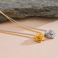 Silver Large Rose Flower Pendant Necklace
