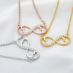 Infinity Heart and Zircon Pendant Necklace
