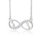 Infinity Heart and Zircon Pendant Necklace silver
