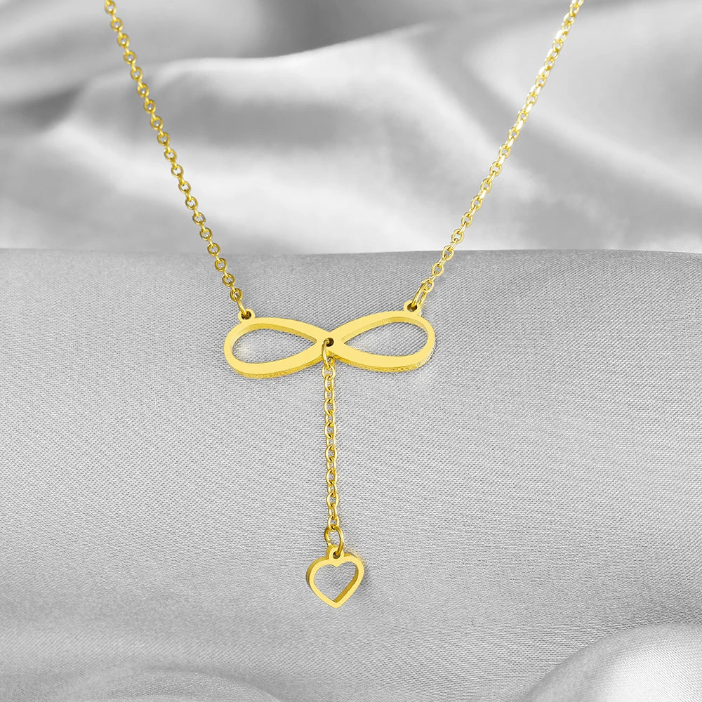 Infinity and Heart Pendant Necklace gold
