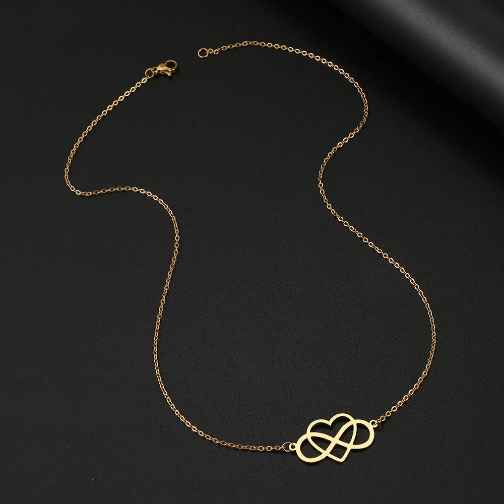 Infinity and Heart Pendant Necklace for Women, gold