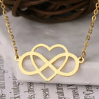 Infinity and Heart Pendant Necklace for Women, gold