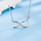 Infinity Zircon Pendant Necklace for Women, Silver