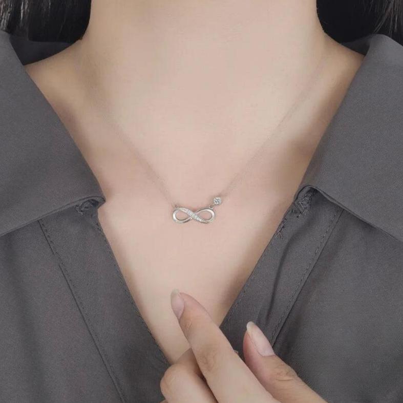 Infinity Zircon Pendant Necklace for Women, Silver