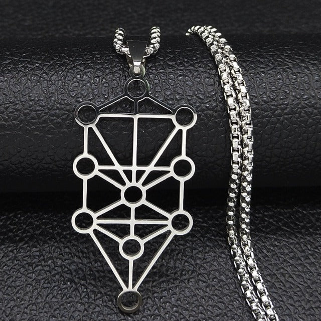 Kaballah Tree of Life Sephiroth Diagram Pendant Necklace silver