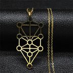 Kaballah Tree of Life Sephiroth Diagram Pendant Necklace gold