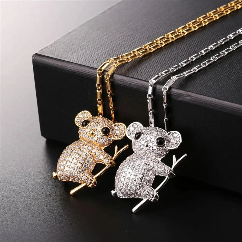Koala Necklace Gold or Silver Stones