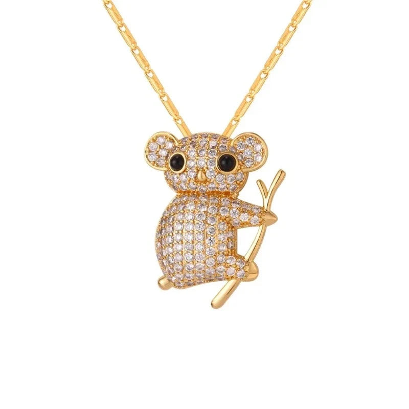Koala Necklace Gold Stones