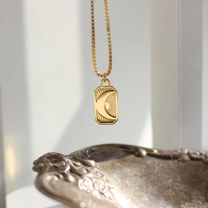 Vintage-Style Moon Pendant Necklace
