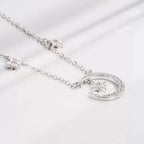 Moon and Star Zircon Pendant Necklace for Women