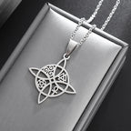 Wiccan Protection Witch’s Knot Pendant Necklace in silver
