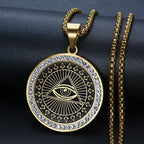 Illuminati Pyramid Eye of Providence Pendant Necklace in gold